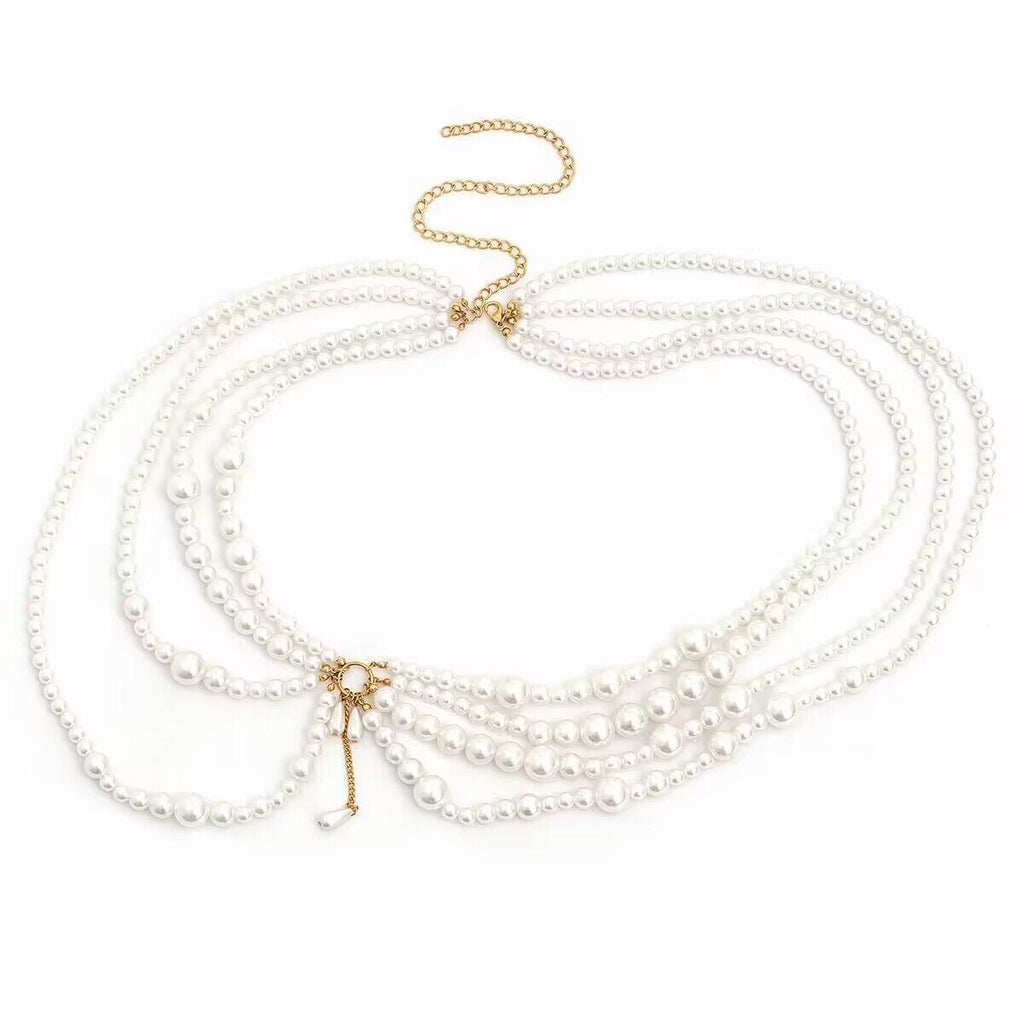 Sexy Imitation Pearl Waist Belt Multi Layered Body Chain