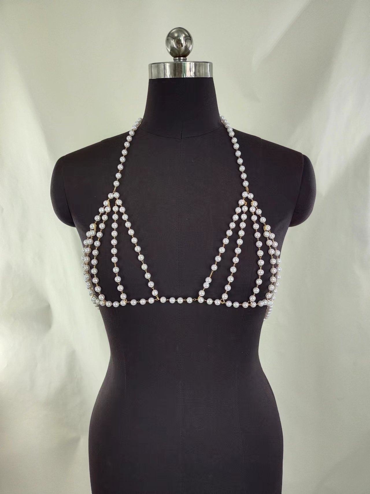 Sexy Beach Bikini Lingeries Bra Pearl body Chain